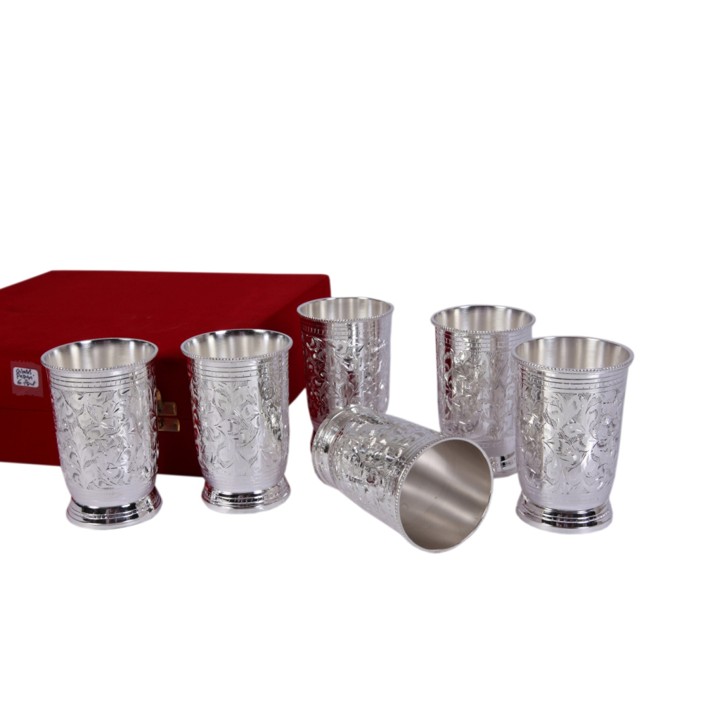 Set Of 6 Glasses Made Of German Silver