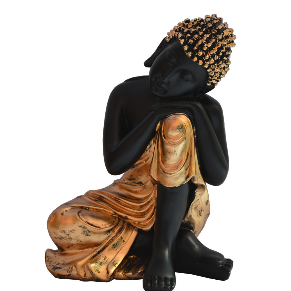 Shiny Black Dhyan Pose Buddha Statue In Fiber