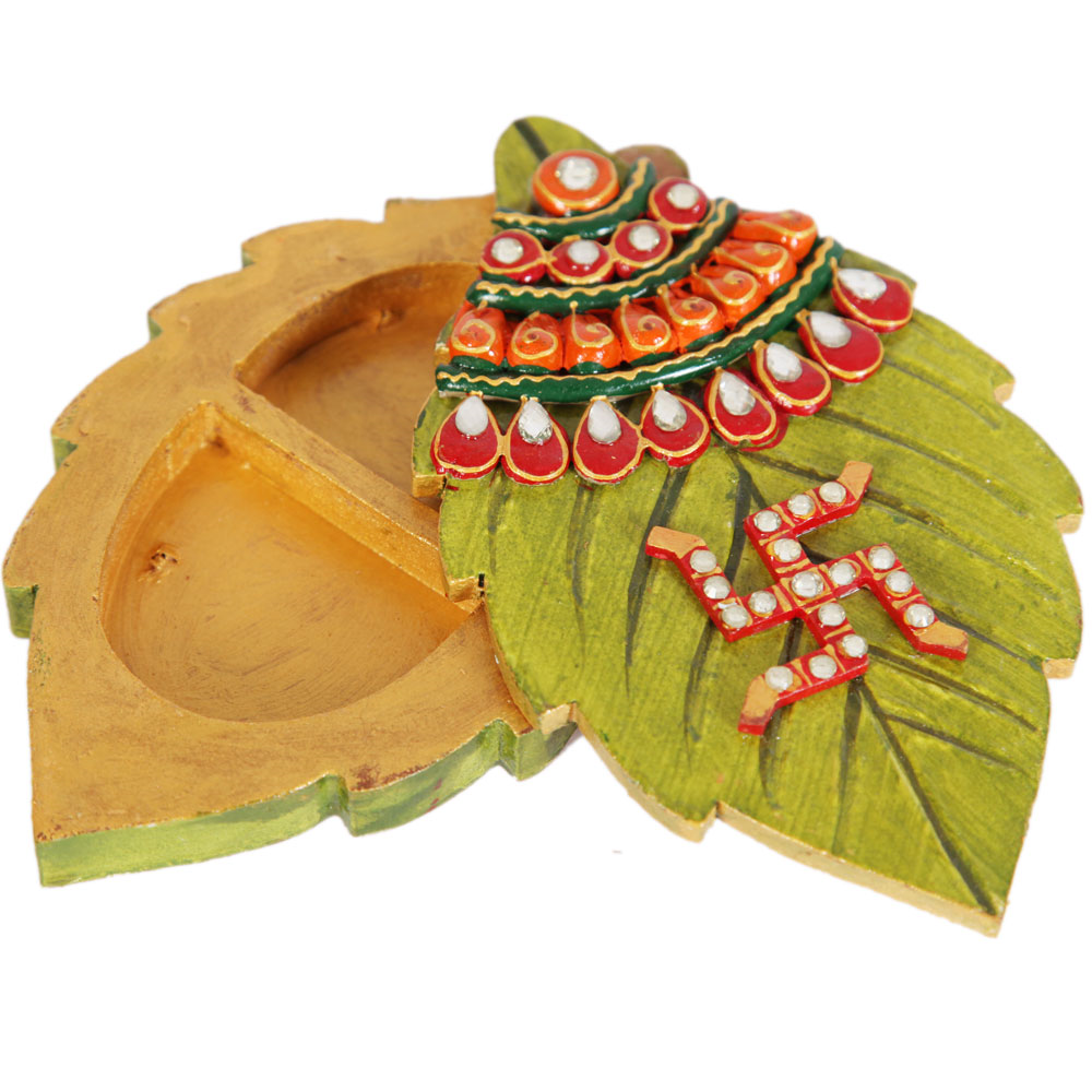 Wooden Kundan Handicrafts Shubh Labh Leaf Chopra Online