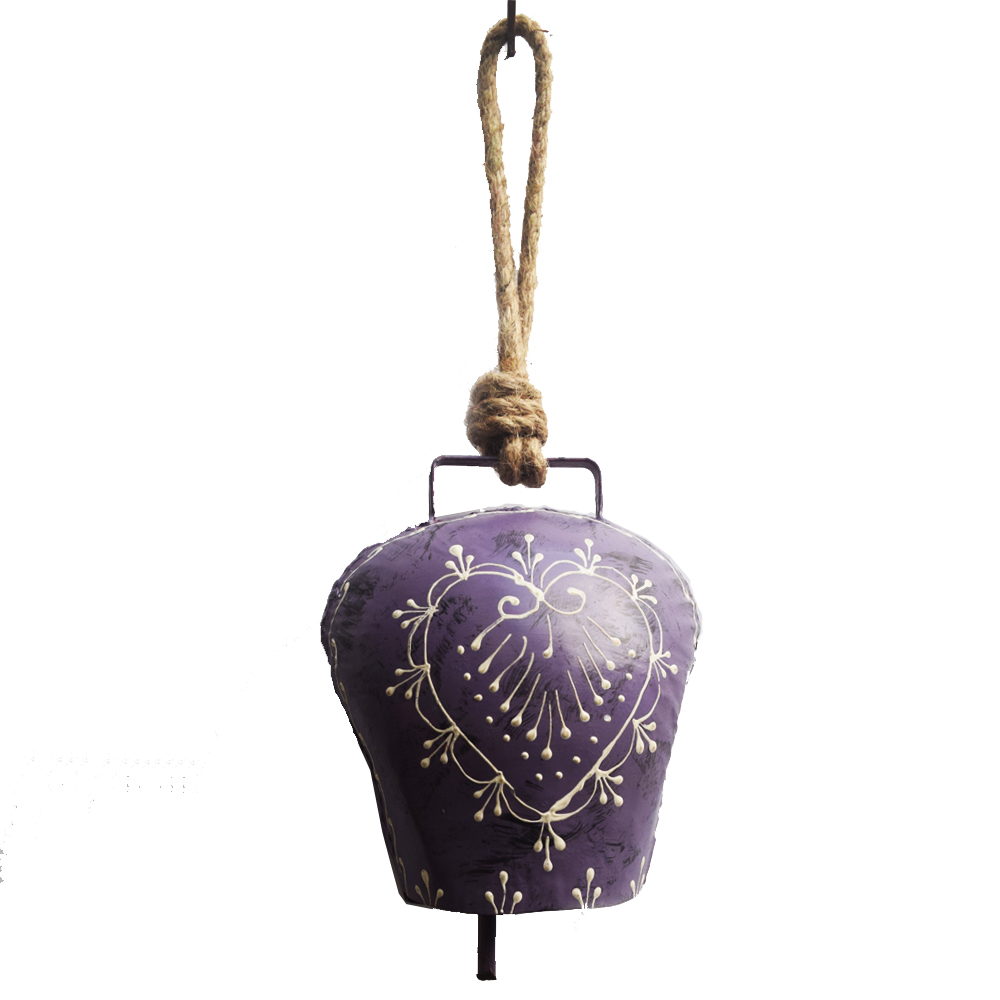 Simple yet suave metal wind bell with small flower prints