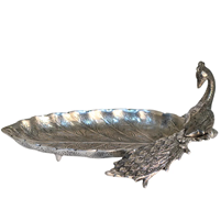 Handcrafted Oxidised Silver Plated Peacock Leaf Serving Bowl