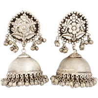Handcrafted brass jhumkis with motifs