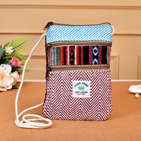 Multicolor Handmade Hemp Front Pocket Sling Bag For Travel
