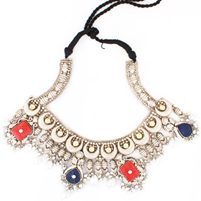 Traditional brass necklace with coating of silver