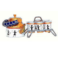 Metal kettle and glass tea serving set