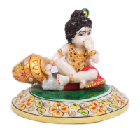 Adorable Kanha Eating Makkhan Idol in Soft Marble 