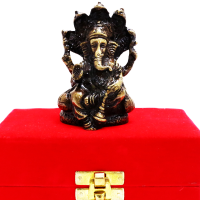 Brass Made Ganesh Idol In A Velvet Packing Case