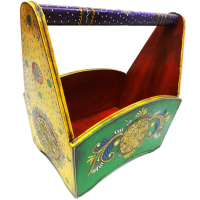 Wooden Hand Crafted Colorful Magazine Holder Online