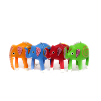Colourful Elephant Family in Resin 
