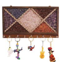 Colourful Gemstone Painted Key Hanger from Rajasthan