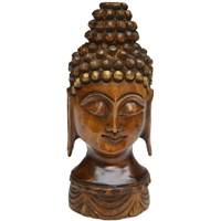 Decorative Mahatma Buddha Head Figure in Wood 