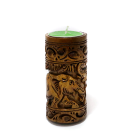 Designed Wooden Candle Stand in Golden Brown
