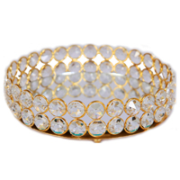 Designer Round Shaped Tray in Crystal & Metal 