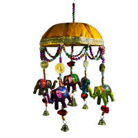 Dome Shaped Wall Hanging With Hanging  Elephants