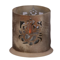 Ethnic candle hanging made of iron with ganesh cut out