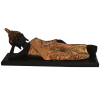 Fiber Sleeping Buddha Statue In Black & Gold