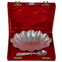 Floral German Silver Utility Tray & Spoon As Return Gifts