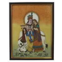 Gemstone painting of radha krishna 