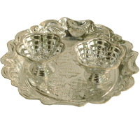 German Silver Round Shaped Plate Chopra For Pooja