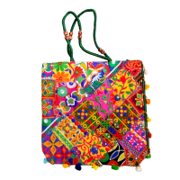 Handcrafted Multi-colour Square Bag With Small Handle