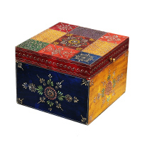 Handmade Multicolor Embossed Box in Wood