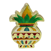 Kalash shaped wooden small size dryfruit box with meenakari design.