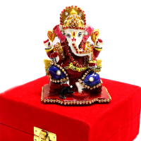 Sitting Ganesha in Red Packing Case