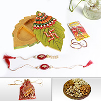 Online rakhi for brother with wooden kundan chopra