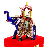 Royal Blue Elephant With Extensive Stone Designs