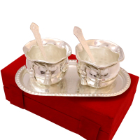 Silver coloured Twin bowl set made of German Silver