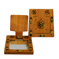 Square shaped wooden hand mirror