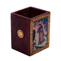Traditional Pen Stand with Ragini Painting in Wood 