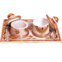 Marble Handicraft Twin Dibbi Sets With Lid & Tray Online