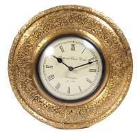 Wooden & Brass Handmade Wall Clock Online As Indian Gifts