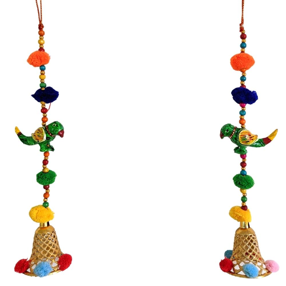 Handcrafted door hanging with colourful pompom detailing
