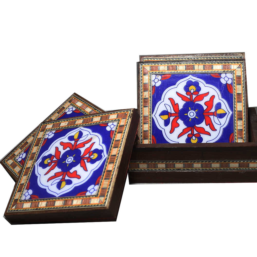 Gorgeous Set Of Jaipuri Tea Coasters Wood Hand Craft