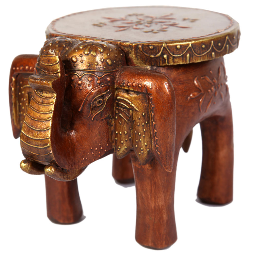 Wooden Crafted elephant Carved Side Table For Living Room
