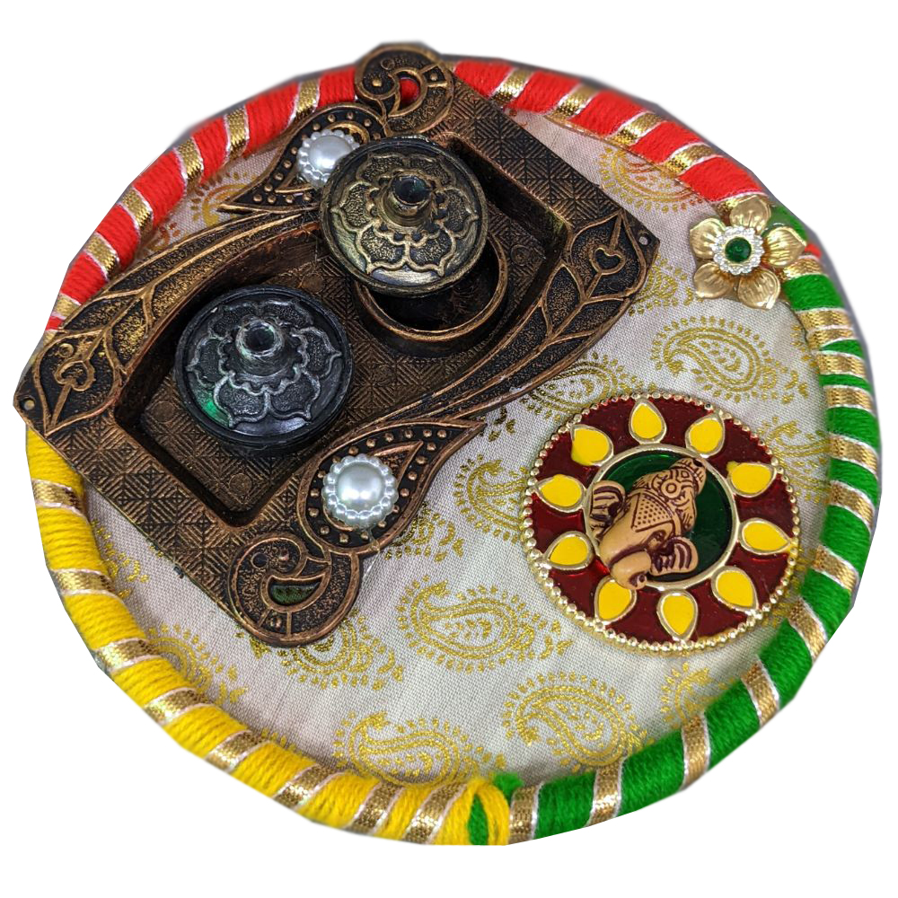 Fabric Adorned Pooja Thali/puja Plate Online For Puja Return Gifts.