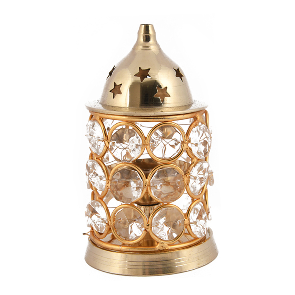 An ethnic crystal akhand jyot with brass finish | Boontoon