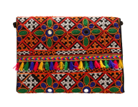 Floral And Flag Designs On Handcrafted Clutch Bag With Sling