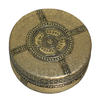 Round Steel Box with Carved Metal Sheet Work Elegant Storage