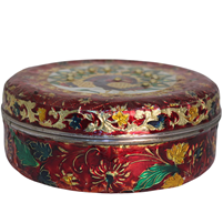 Handcrafted Meenakari Peacock Round Box Decorative Storage