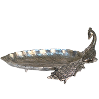 Handcrafted Oxidised Silver Plated Peacock Leaf Serving Bowl