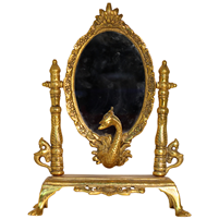 Handcrafted Gold Plated Oxidised Peacock Mirror Table Decor