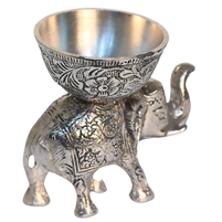 Handcrafted Silver Plated Oxidised Elephant Bowl Home Decor