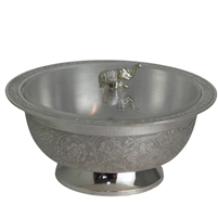 Handcrafted German Silver Floral Engraved Bowl has Glass Lid