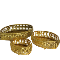 Set of Three Handcrafted Gold Plated Baskets Return Gift