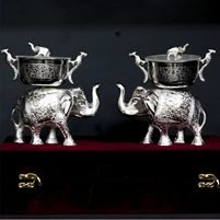 Elegant German Silver Elephant Set of Two Bowl Return Gift