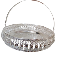Handcrafted Silver Plated Round Tray with Handle for Decor