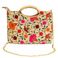 Beautiful clutch with floral embroidery and a sling